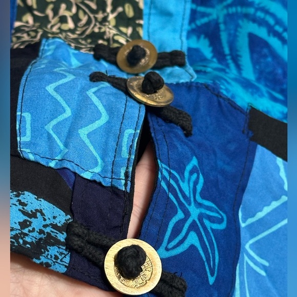 NEW Vintage Kosi Bali 90s Patchwork Blue Quilted Jacket Handmade Women’s M/L - Picture 10 of 11
